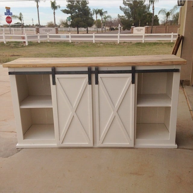 Sliding barn store door console